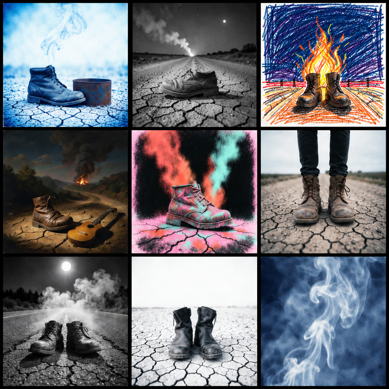 Nine-image Dirt Country visual grid